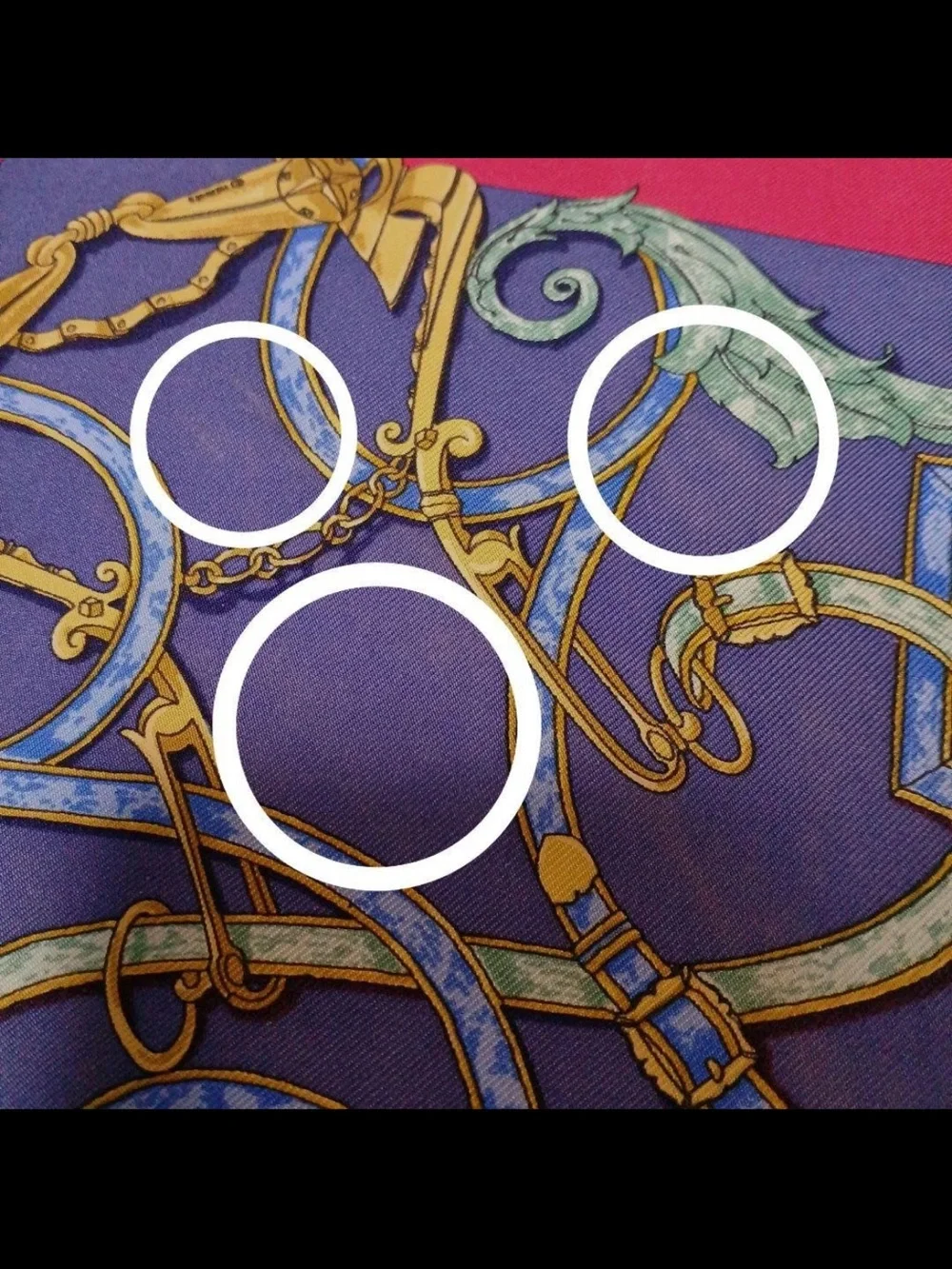 Hermes Pink and Blue Equestrian Motif Silk Scarf